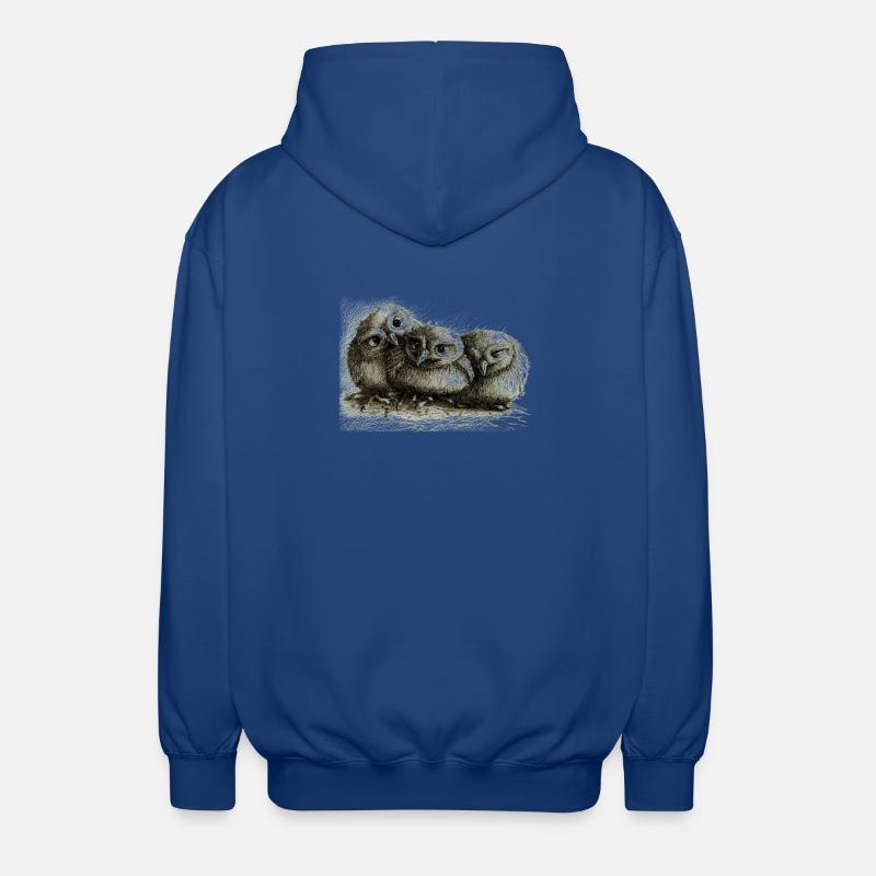 drei junge eulen - Unisex Kapuzenjacke - Royalblau