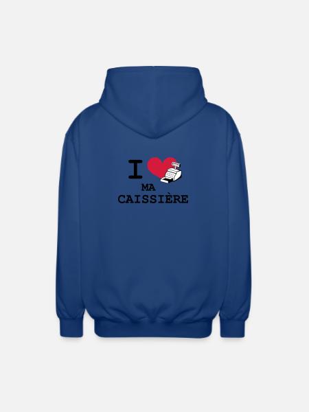 I love ma caissière - Veste à capuche unisexe - bleu royal