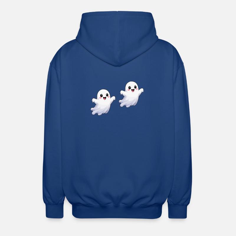Kawaii Ghost Joy Print - Unisex Hooded Jacket - royal blue