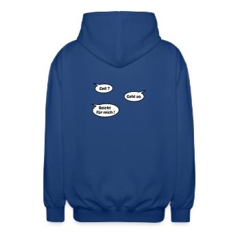 Geil reicht - Unisex Kapuzenjacke - Royalblau - Hinten - AI Model Male 185 light (185cm)