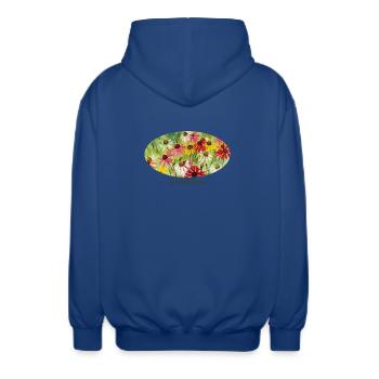 Wildbloom - Fragment coloré de prairie d’échinacée - Veste à capuche unisexe - bleu royal - Dos - AI Model Male 185 light (185cm)