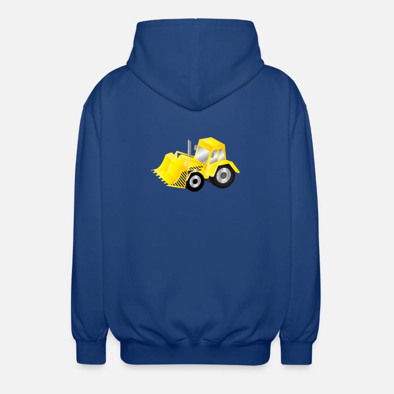 Excavatrice jaune vif avec puissance - Veste à capuche unisexe - bleu royal