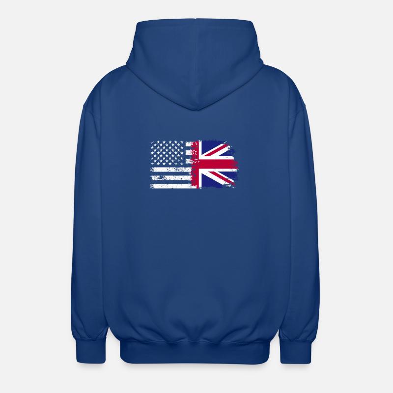 Grunge États-Unis Royaume-Uni Drapeau Mashup - Veste à capuche unisexe - bleu royal