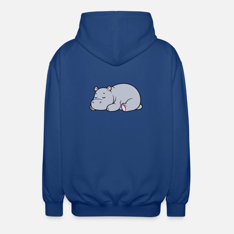 Schlafendes Nilpferd Müde Faul Vektor - Unisex Kapuzenjacke - Royalblau