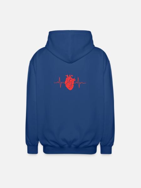 Herzschlag Design mit Herzmotiv - Unisex Kapuzenjacke - Royalblau