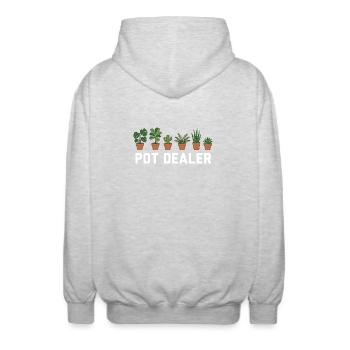 Urban Jungle: Dein lokaler Pot Dealer - Unisex Kapuzenjacke - Hellgrau meliert - Hinten - AI Model Male 185 light (185cm)