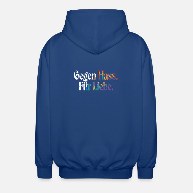 Liebe statt Hass Spruch Positivity Statement - Unisex Kapuzenjacke - Royalblau