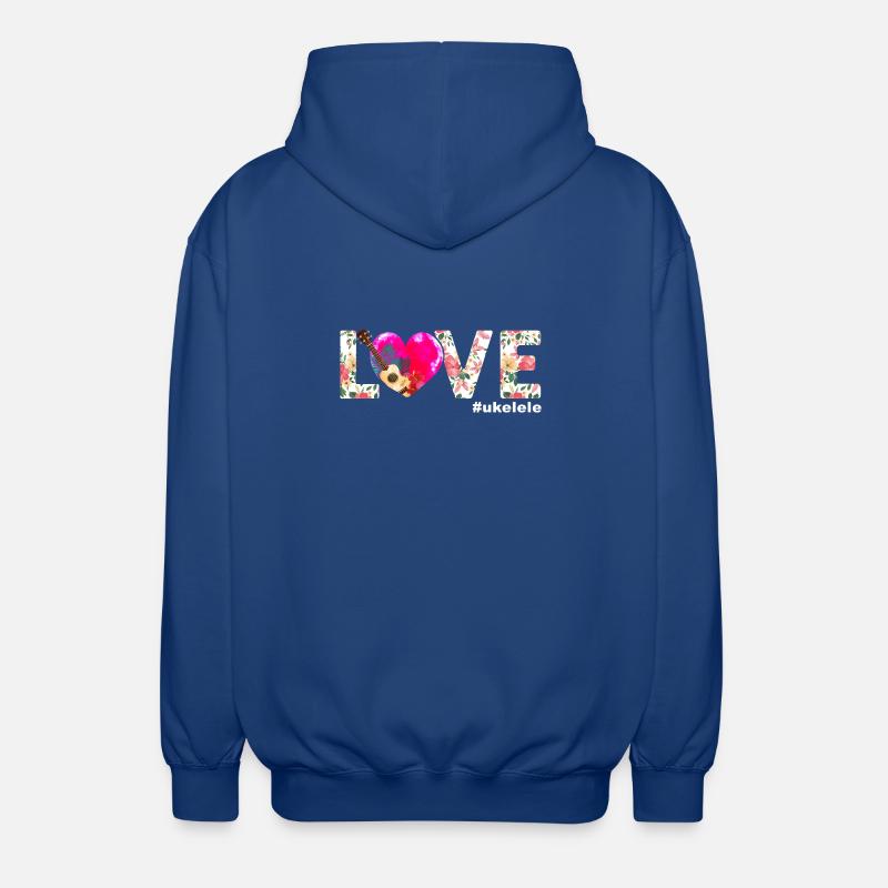 Ukulélé hawaïen Ukulélé Love - Veste à capuche unisexe - bleu royal