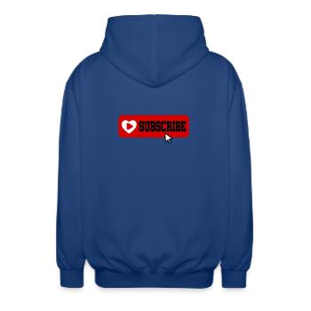 Fabulous YouTube Channel Subscribe Button Icon - Unisex Hooded Jacket - royal blue - Back - AI Model Male 185 light (185cm)