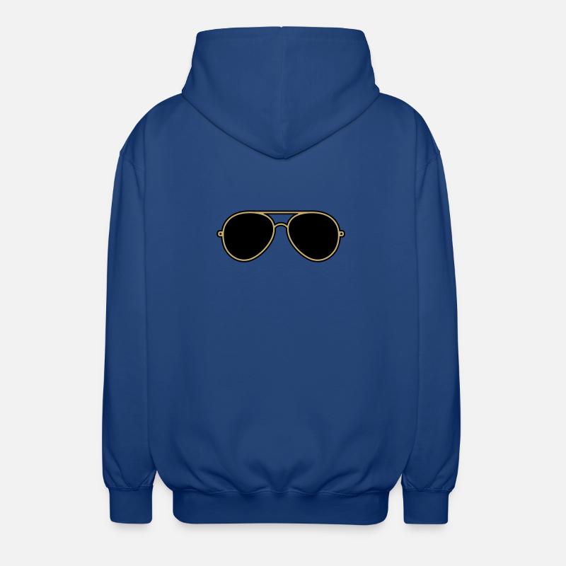 Ikoniske guld- og sorte pilotbriller - Unisex hættejakke. - kongeblå