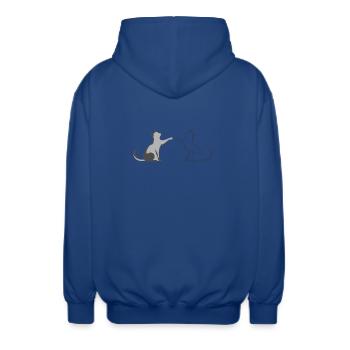 Zwei Katzen Line Art Illustration  - Unisex Kapuzenjacke - Royalblau - Hinten - AI Model Male 185 light (185cm)