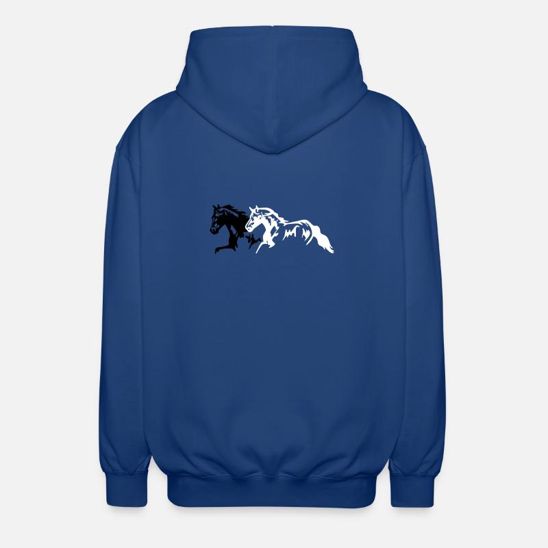 Horses stallion - mare - foal - Unisex Hooded Jacket - royal blue