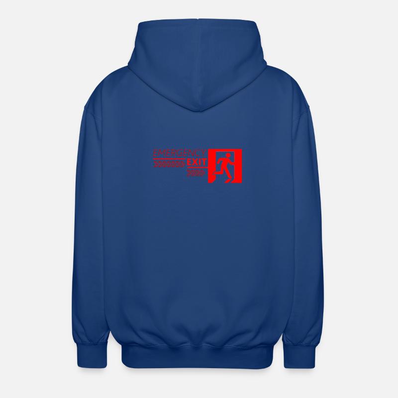 Emergency EXIT Red Flag - Unisex Hooded Jacket - royal blue