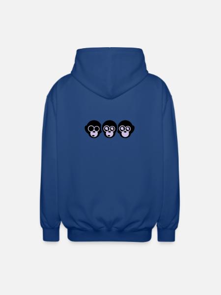 trois singes - Veste à capuche unisexe - bleu royal
