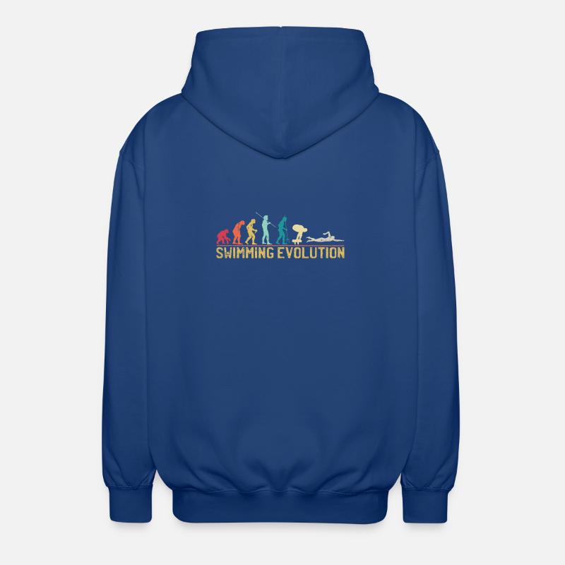 Swimming Evolution Progress Illustration - Unisex Hooded Jacket - royal blue