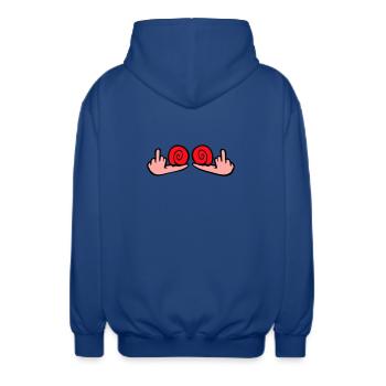 Schnecke Mittelfinger Beleidigung Wichser Fuck You - Unisex Kapuzenjacke - Royalblau - Hinten - AI Model Male 185 light (185cm)