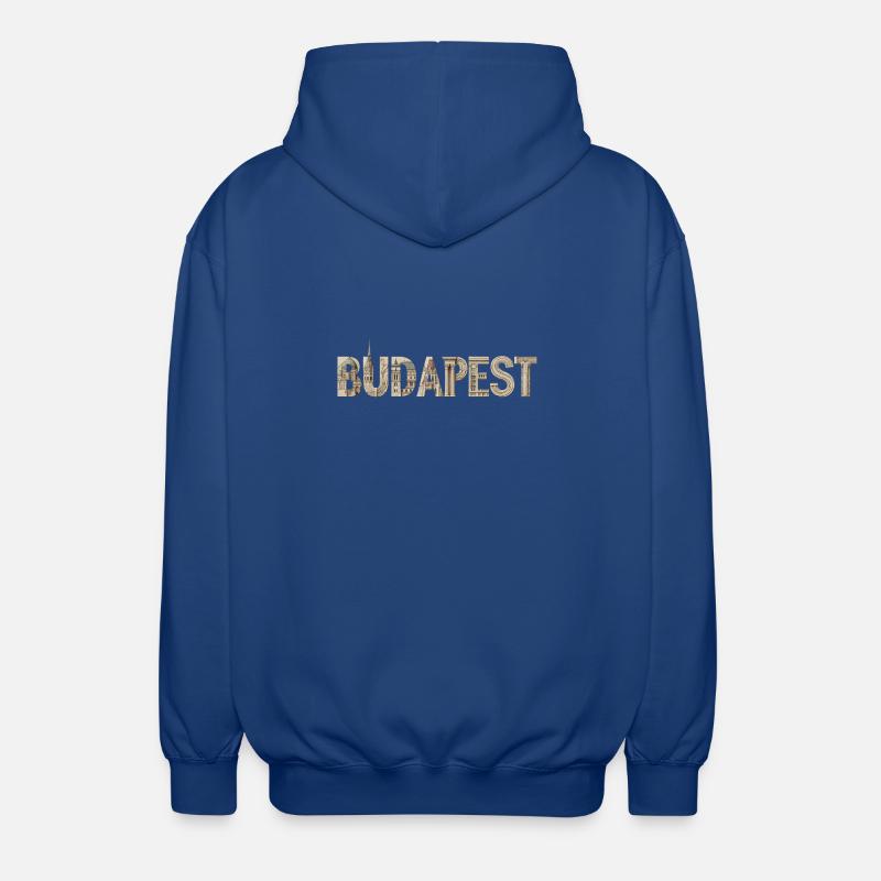 BUDAPEST – Architectural Typography Design - Unisex Hooded Jacket - royal blue
