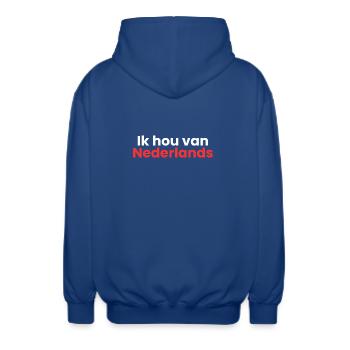 I love Dutch - Unisex Hooded Jacket - royal blue - Back - AI Model Male 185 light (185cm)