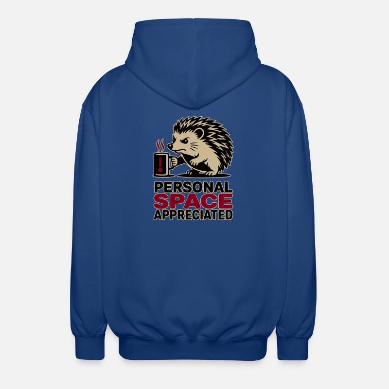 Grumpy Hedgehog Personal Space Introvert Coffee - Veste à capuche unisexe - bleu royal