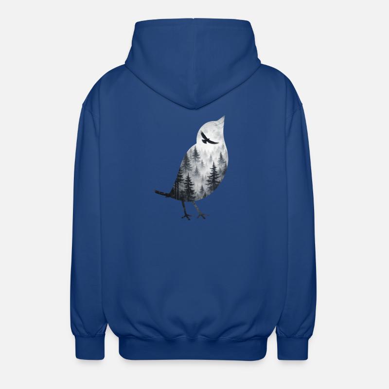 Vogel im Waldnebel - Unisex Kapuzenjacke - Royalblau