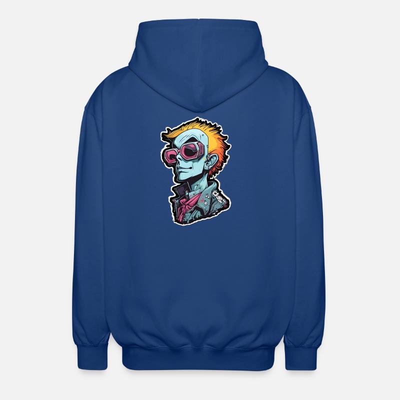 Blauer Punk mit Neon Goggles - Unisex Kapuzenjacke - Royalblau