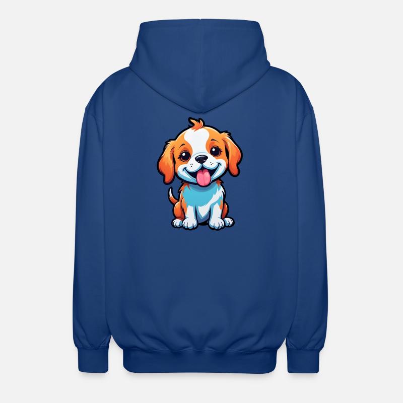 chiot de dessin animé heureux mignon - Veste à capuche unisexe - bleu royal