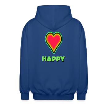 VIBRANT heart graphic with neon framing - Unisex Hooded Jacket - royal blue - Back - AI Model Male 185 light (185cm)