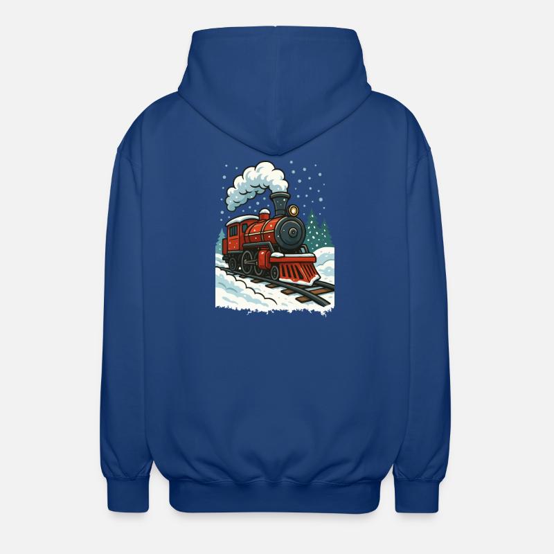 Winterliche Dampflok Comic - Unisex Kapuzenjacke - Royalblau