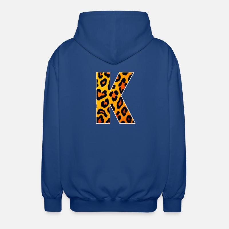 Leopardischer Buchstabe K - Unisex Kapuzenjacke - Royalblau