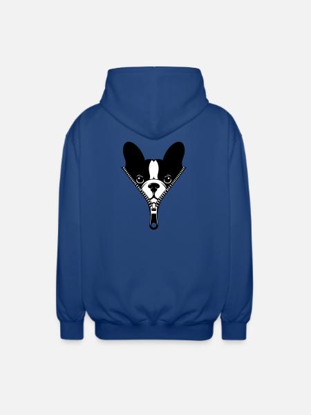 French Bulldog in a Zipper - Unisex Hooded Jacket - royal blue