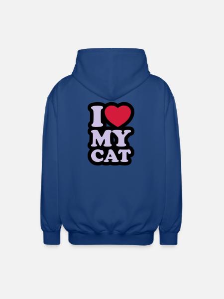 I love my cat - Unisex Hooded Jacket - royal blue
