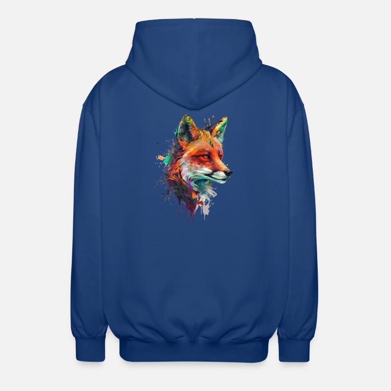 fuchs mit bunten farbklecksen - Unisex Kapuzenjacke - Royalblau