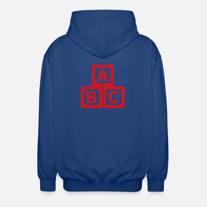 Conception contrastée de bloc ABC - Veste à capuche unisexe - bleu royal