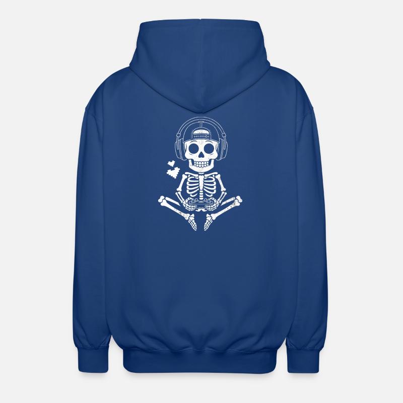 Skull DJ mit Kopfhörer Design - Unisex Kapuzenjacke - Royalblau