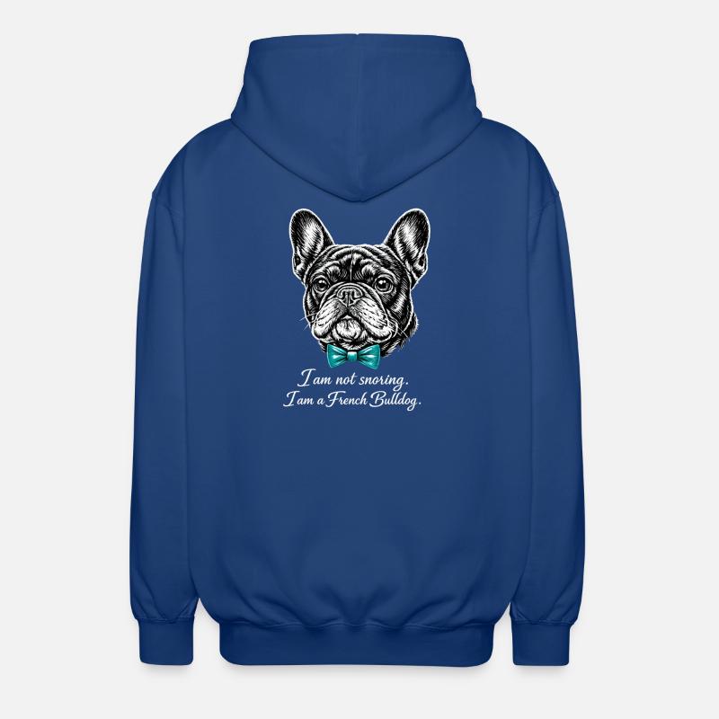 Bouledogue français avec nœud papillon - Veste à capuche unisexe - bleu royal