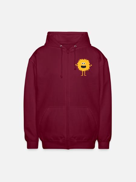Funny Cute Monster - Unisex Hooded Jacket - bordeaux
