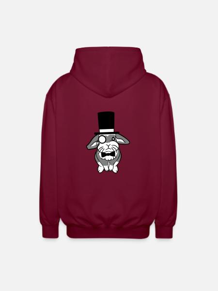Mr. Bunny Gentleman Hoge Hoed Monocle Bril - Uniseks zip hoodie - bordeaux