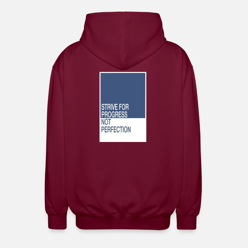 Strive for Progress, Not Perfection - Unisex Hooded Jacket - bordeaux