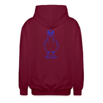 Möwe Mittelfinger Beleidigung Stinkefinger frech - Unisex Kapuzenjacke - Bordeaux - Hinten - AI Model Male 185 light (185cm)