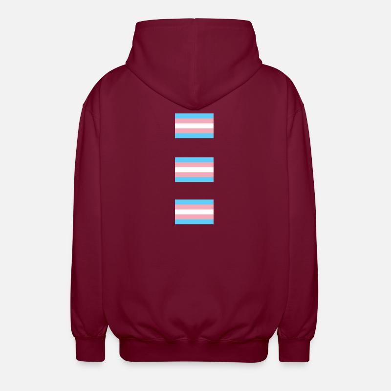 Trans Pride Flags   - Unisex Hooded Jacket - bordeaux