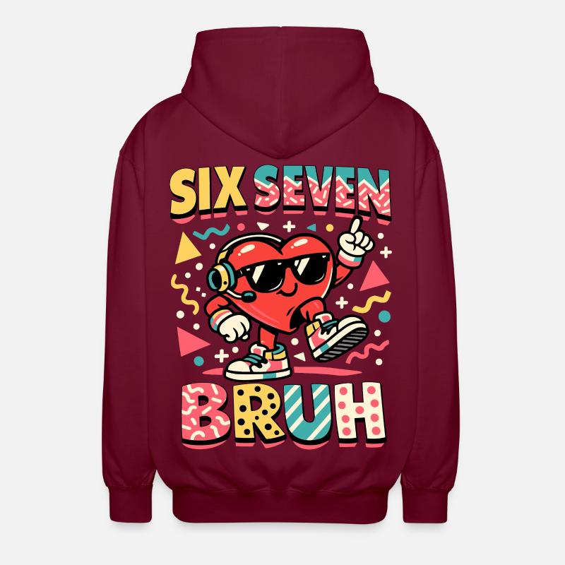 67 Six Seven Meme Cool Saint-Valentin - Veste à capuche unisexe - bordeaux