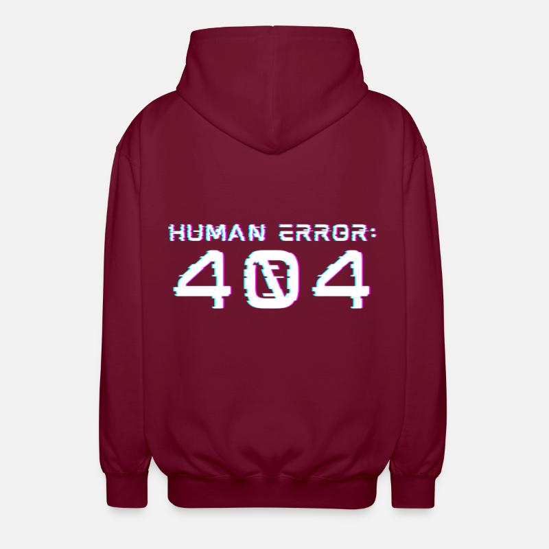 Human Error: 404 - Unisex Hooded Jacket - bordeaux