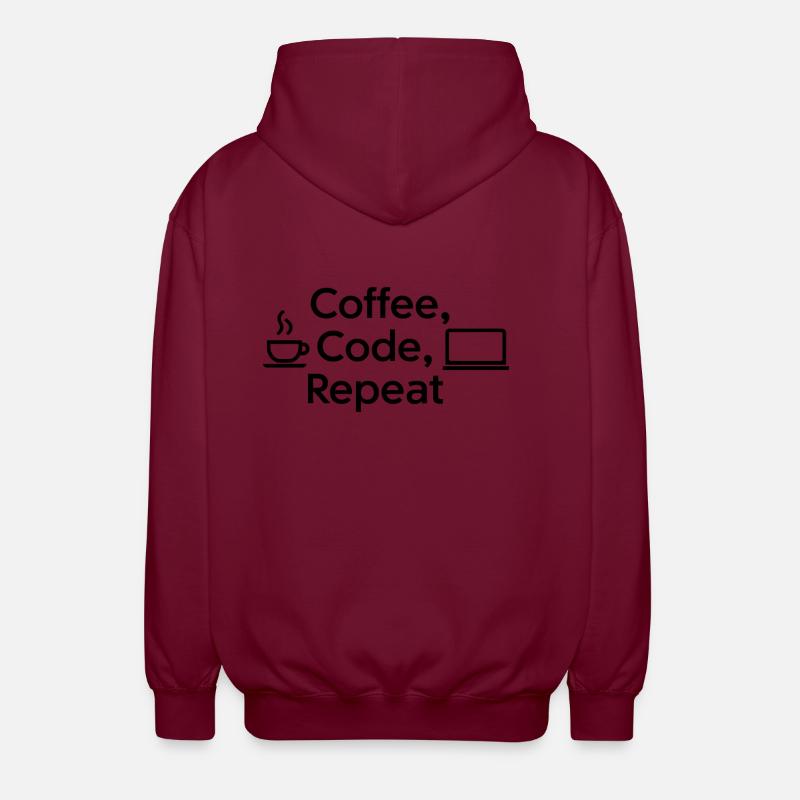 Coffee & Code: Daily Routine - Unisex Hooded Jacket - bordeaux