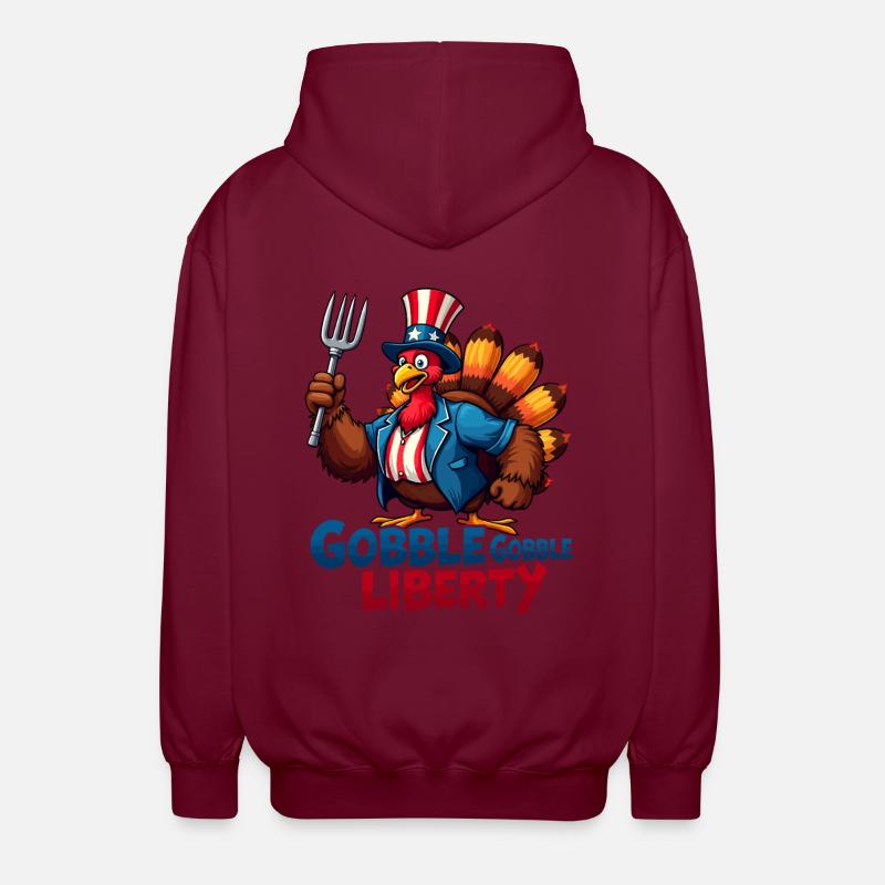 Gobble Gobble Liberty - Unisex Hooded Jacket - bordeaux