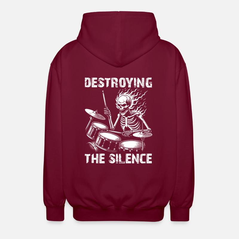 Drummer Skull Skelett am Drumset - Unisex Kapuzenjacke - Bordeaux