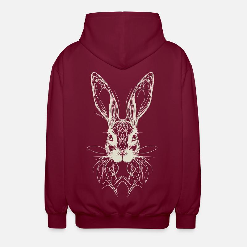 Easter Bunny Bunny Geometry - Unisex Hooded Jacket - bordeaux