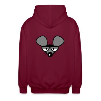 Mouse looks angry angry frustrated angry aggressive - Unisex Hooded Jacket - bordeaux - Back - AI Model Male 185 light (185cm)