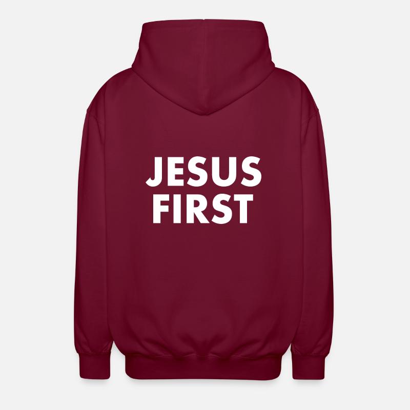 Jesus first - Unisex Kapuzenjacke - Bordeaux