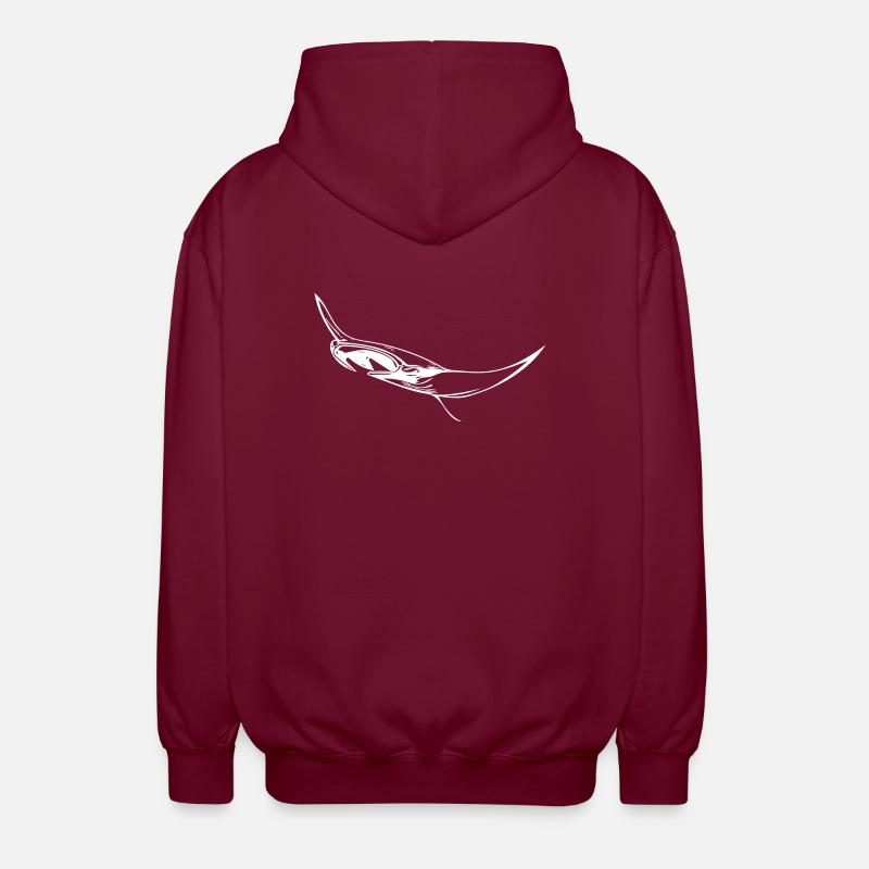 Elegant floating manta rays - Unisex Hooded Jacket - bordeaux