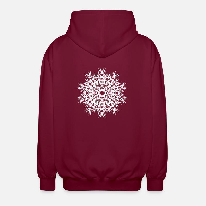 Geometric lines mandala shape - Unisex Hooded Jacket - bordeaux